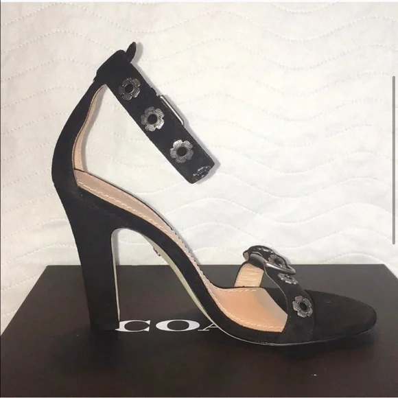 Coach Black Heeled Sandals Size 9 NWT